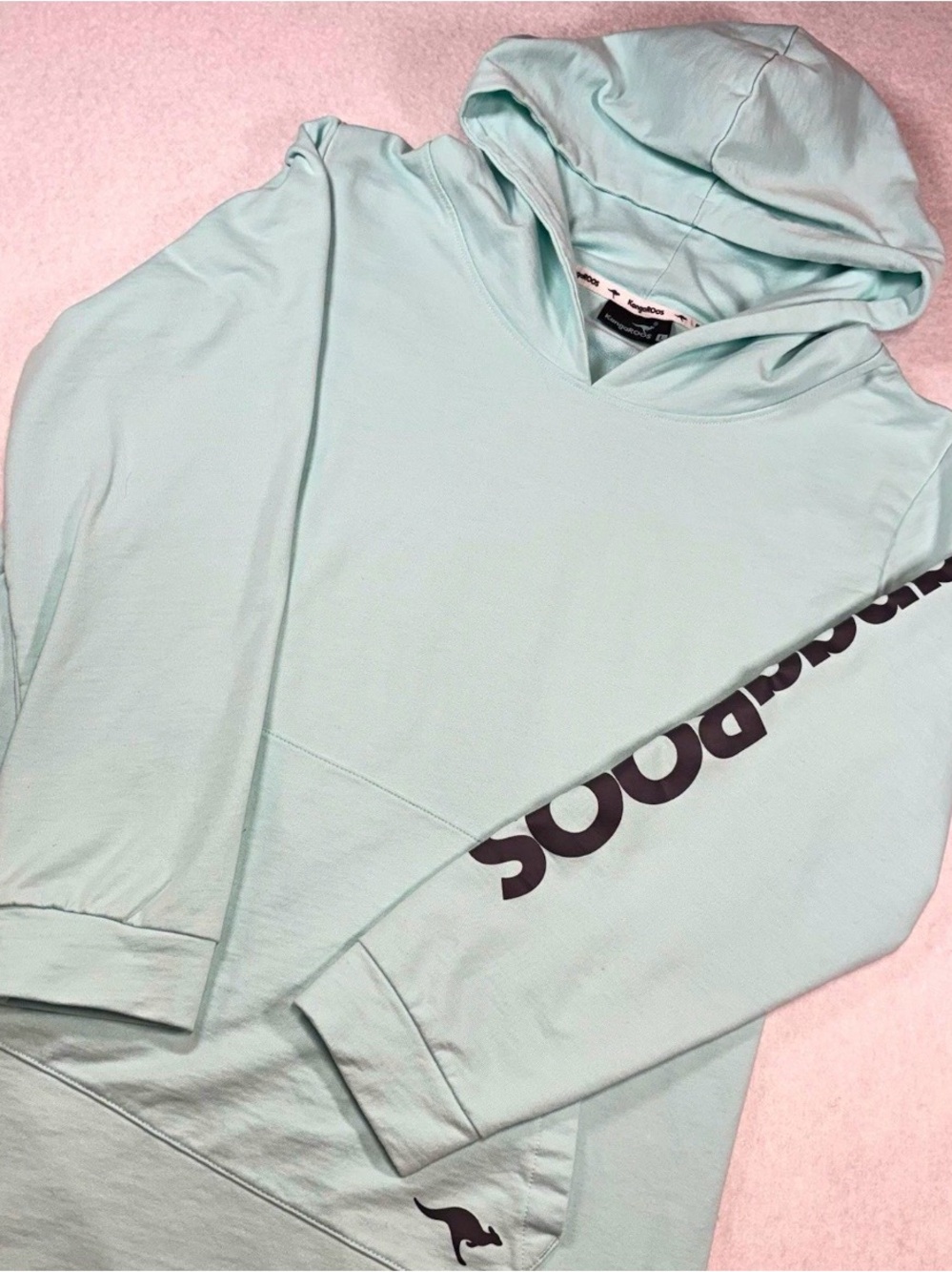 kangaROOS Mint Green Hoodie with Black Logo